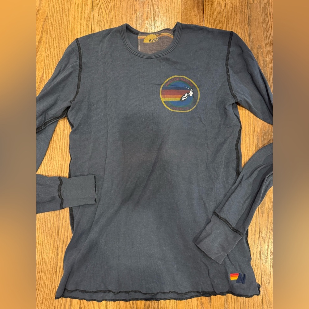 Aviator Nation Vintage inspired Long Sleeve Shirt with Surfing Graphic size M